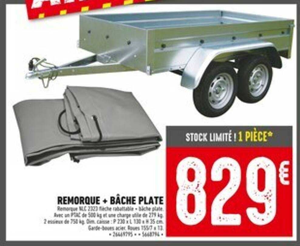 REMORQUE + BÂCHE PLATE