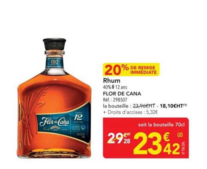 Rhum 40% 12 ans FLOR DE CANA