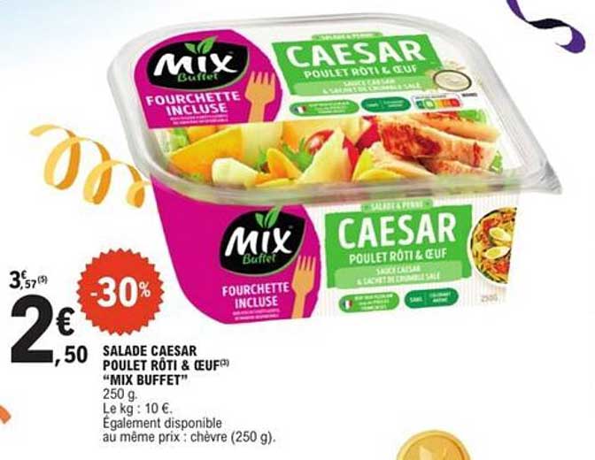 SALADE CAESAR POULET RÔTI & ŒUF "MIX BUFFET"