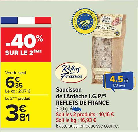 Saucisson de l'Ardèche I.G.P(n) REFLETS DE FRANCE