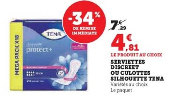 SERVIETTES DISCRET OU CULOTTES SILHOUETTE TENA