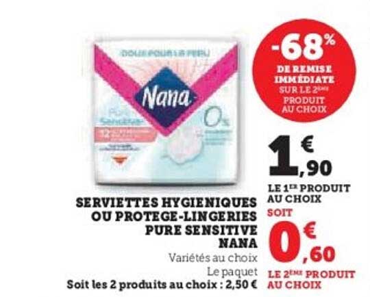 SERVIETTES HYGIENIQUES OU PROTEGE-LINGERIES PURE SENSITIVE NANA