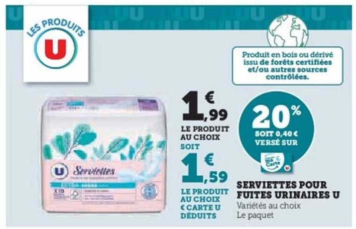 Serviettes pour fuites urinaires U