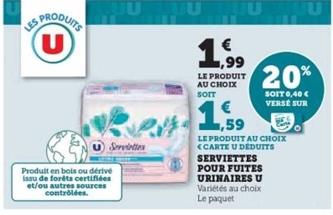 Serviettes pour fuites urinaires U