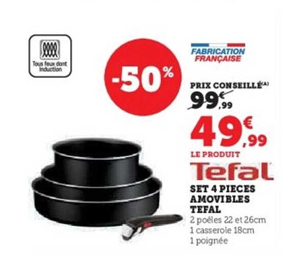 SET 4 PIECES AMOVIBLES TEFAL