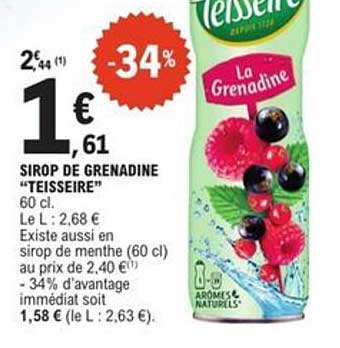 SIROP DE GRENADINE "TEISSEIRE"