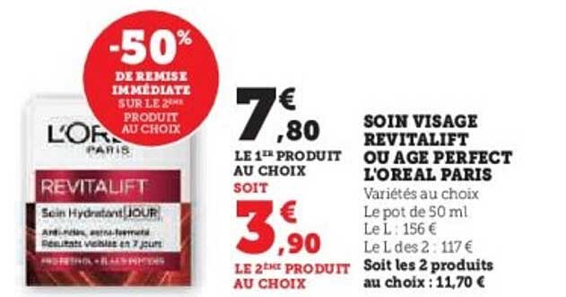 SOIN VISAGE REVITALIFT OU AGE PERFECT L'OREAL PARIS