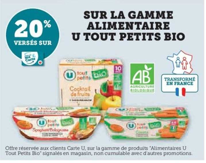 SUR LA GAMME ALIMENTAIRE U TOUT PETITS BIO