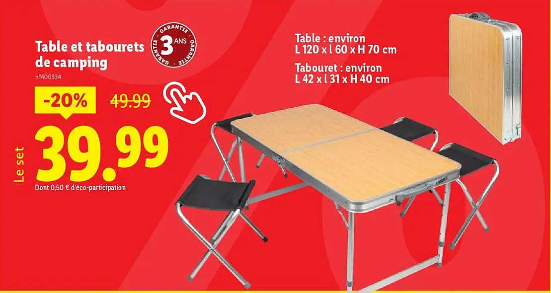 Table et tabourets de camping