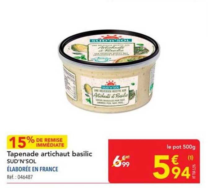 Tapenade artichaut basilic SUD'N'SOL