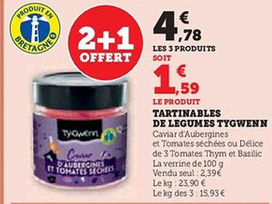 TARTINABLES DE LEGUMES TYGWENN