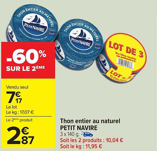Thon entier au naturel PETIT NAVIRE