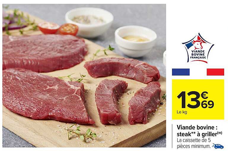 Viande bovine : steak** à griller(m)