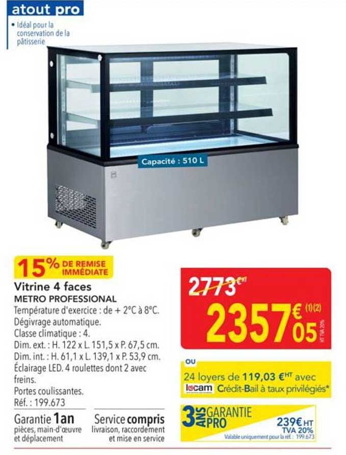 Vitrine 4 faces METRO PROFESSIONAL