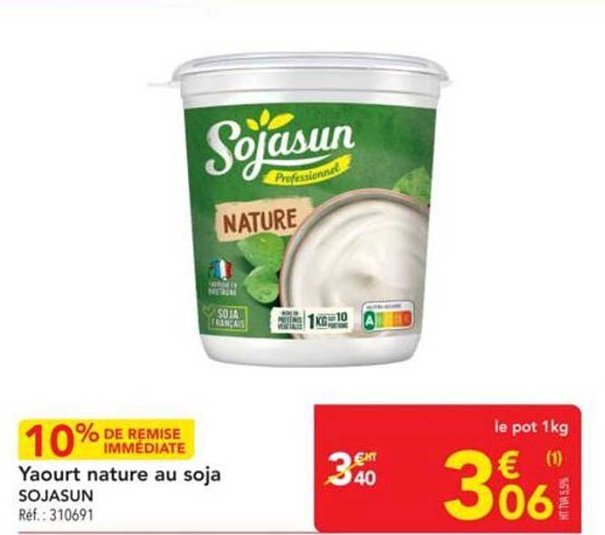 Yaourt nature au soja SOJASUN