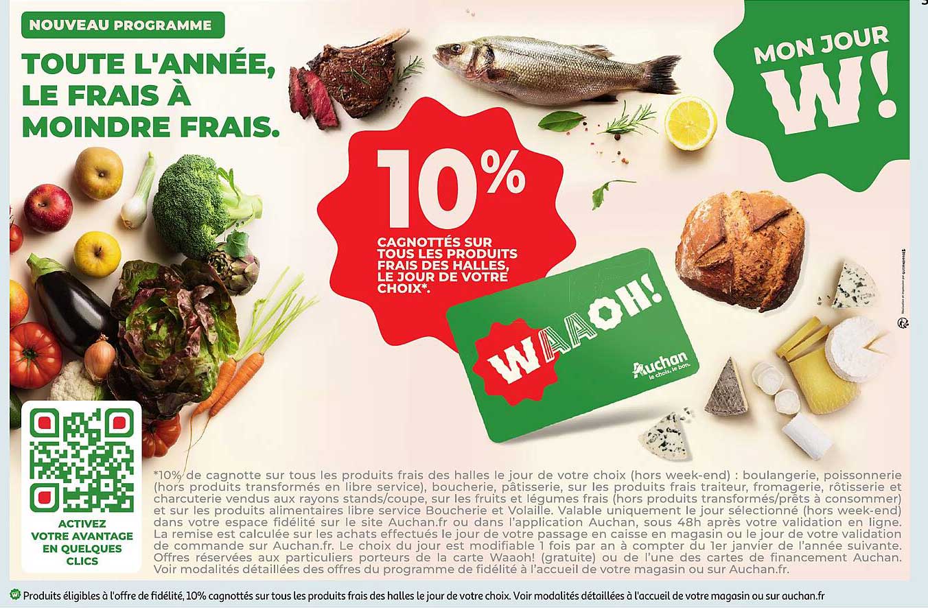 10% Cagnottés sur tous les produits frais des halles, le jour de votre choix !