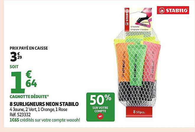 8 Surligneurs Neon Stabilo