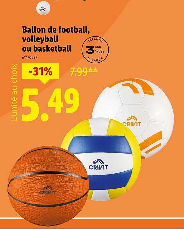 Ballon de football, volleyball ou basketball