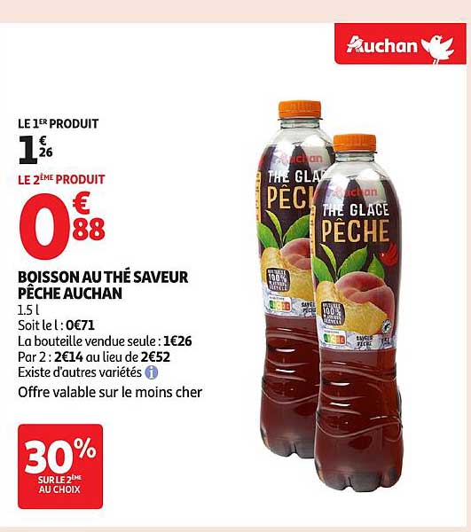 BOISSON AU THÉ SAVEUR PÊCHE AUCHAN