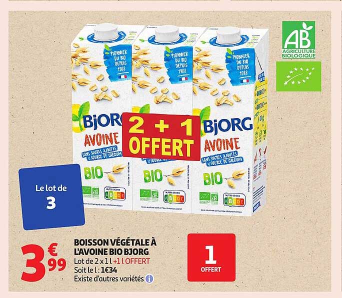 Boisson végétale à l'avoine Bio Bjorg