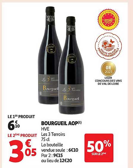 BOURGUEIL AOP(1) HVE Les 3 Terroirs 75 cl