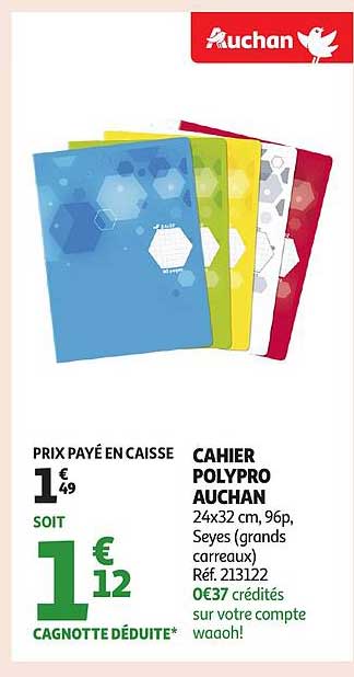CAHIER POLYPRO AUCHAN