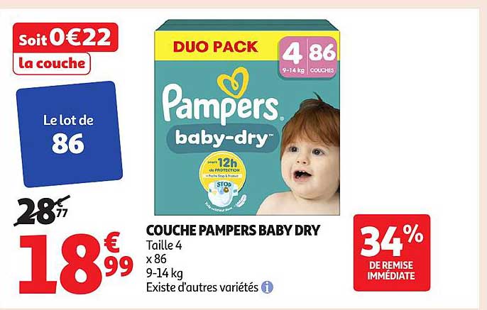 COUCHE PAMPERS BABY DRY