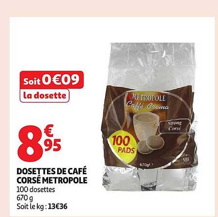 DOSSETTES DE CAFÉ CORSÉ METROPOLE