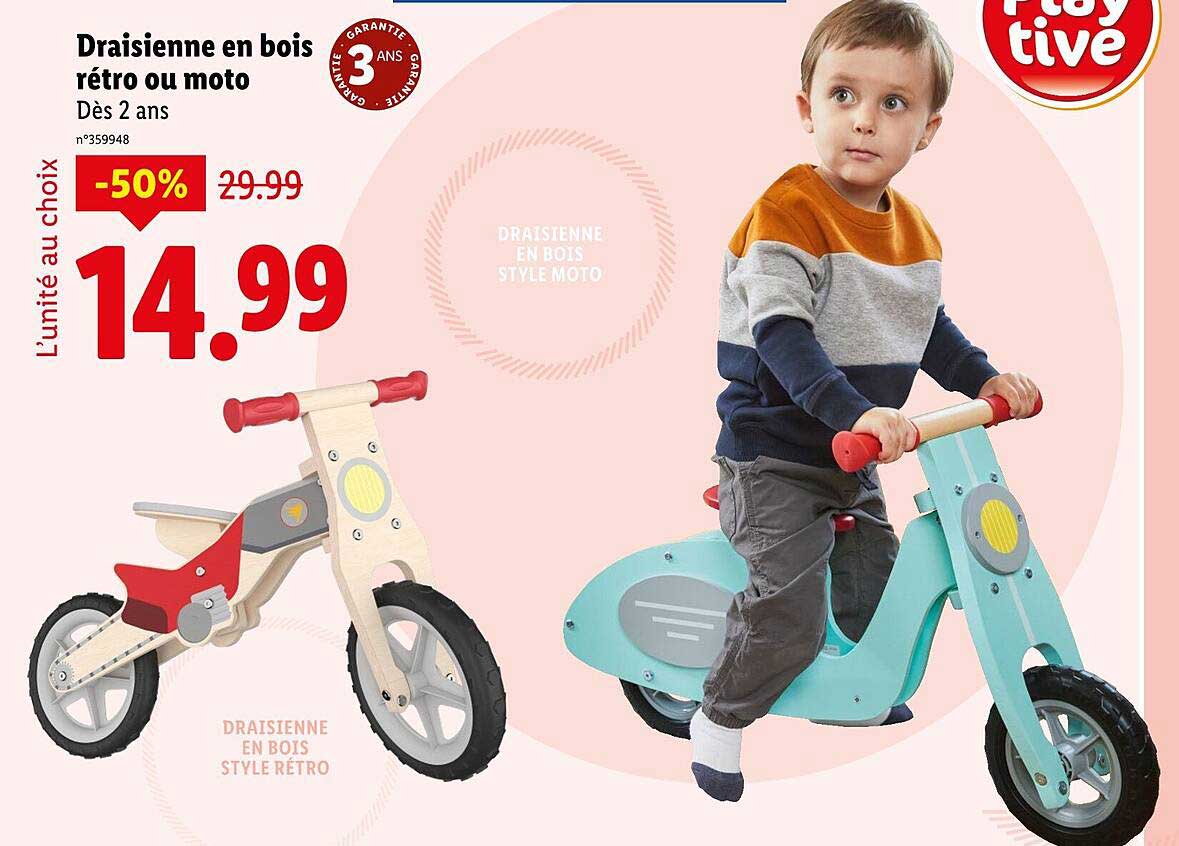 Draisienne en bois rétro ou moto