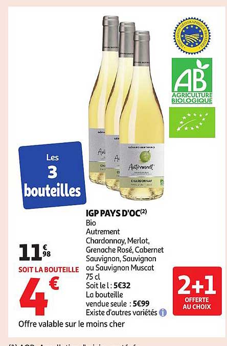 IGP PAYS D'OC 2+1 OFFERT AU CHOIX