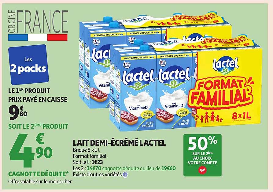 LAIT DEMI-ÉCRÉMÉ LACTEL