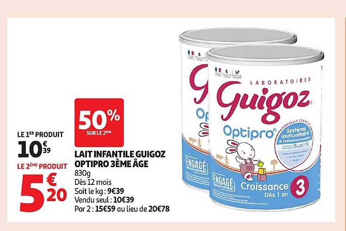 LAIT INFANTILE GUIGOZ OPTIPRO 3ÈME ÂGE