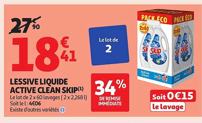 LESSIVE LIQUIDE ACTIVE CLEAN SKIP