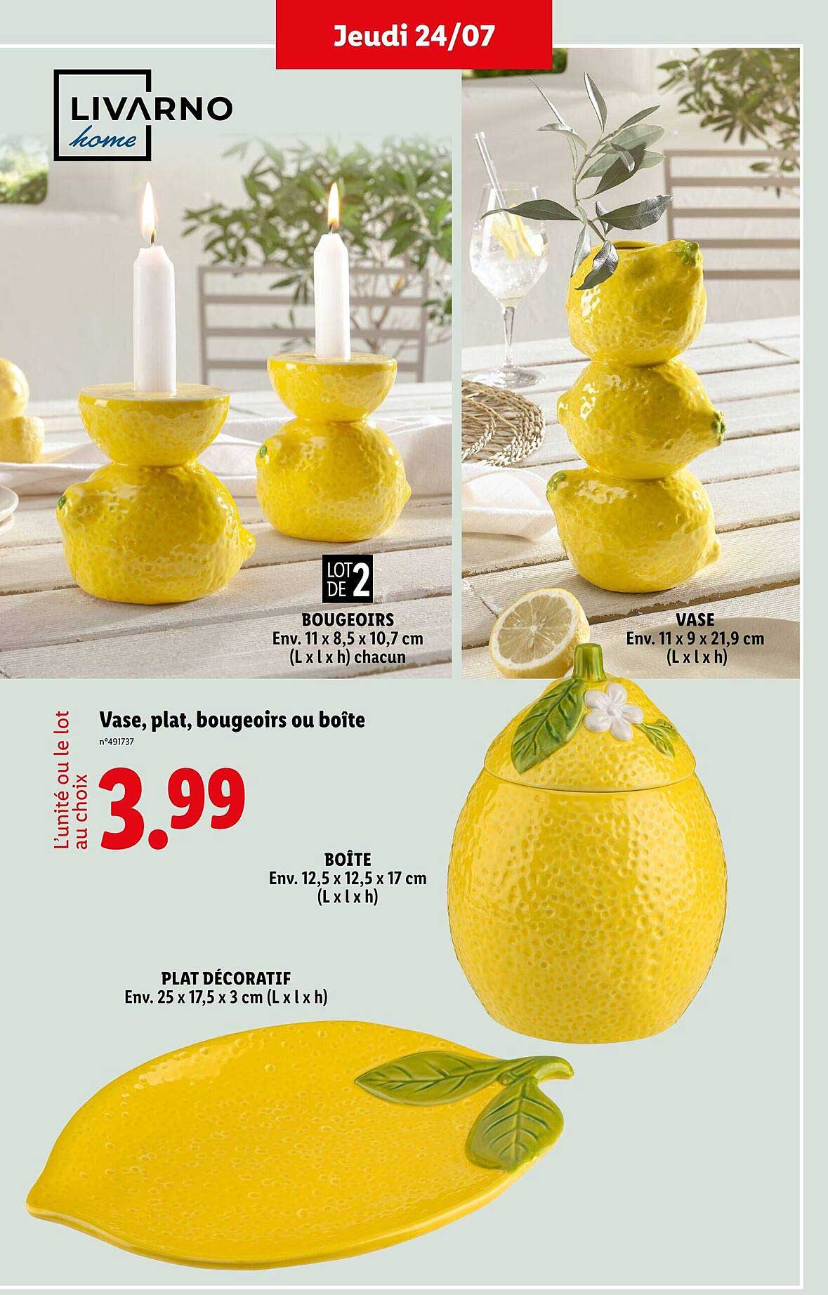 LIVARNO Home - Bougeoirs, vase, boîte ou plat décoratif