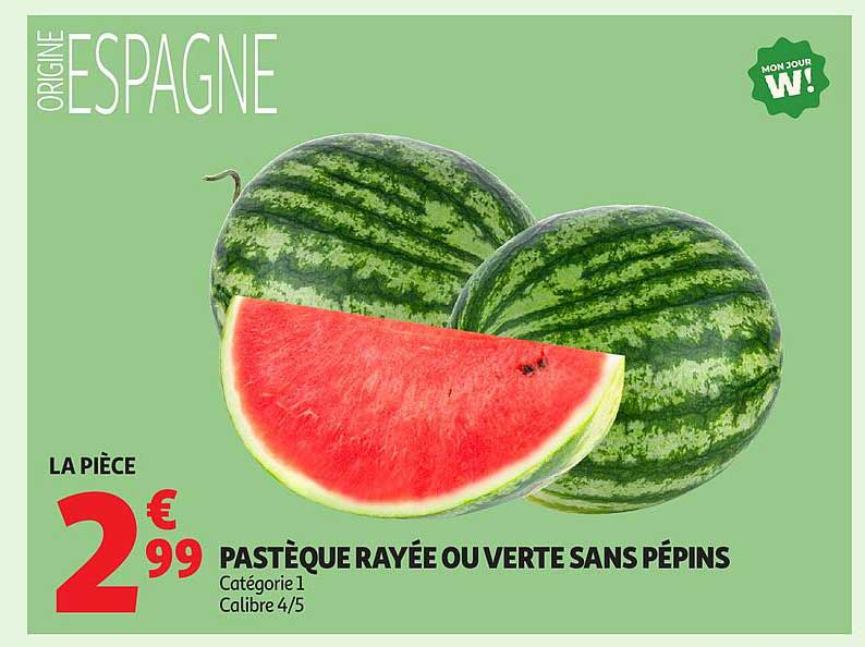 PASTÈQUE RAYÉE OU VERTE SANS PÉPINS