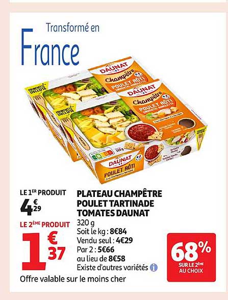 PLATEAU CHAMPÊTRE POULET TARTINADE TOMATES DAUNAT