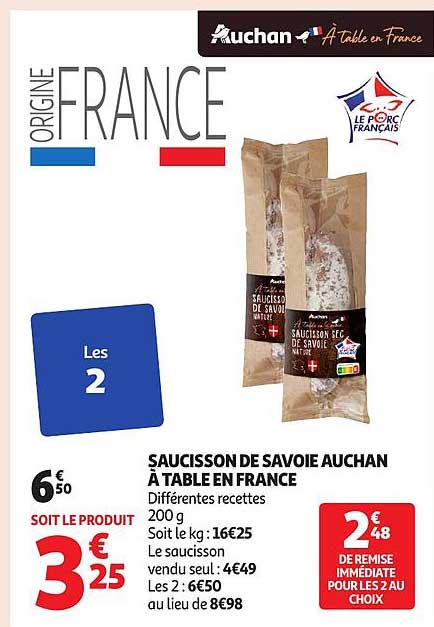 SAUCISSON DE SAVOIE AUCHAN À TABLE EN FRANCE