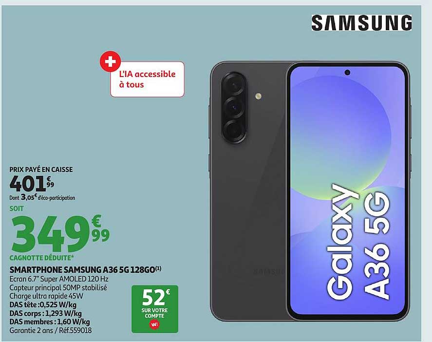 SMARTPHONE SAMSUNG A36 5G 128GO