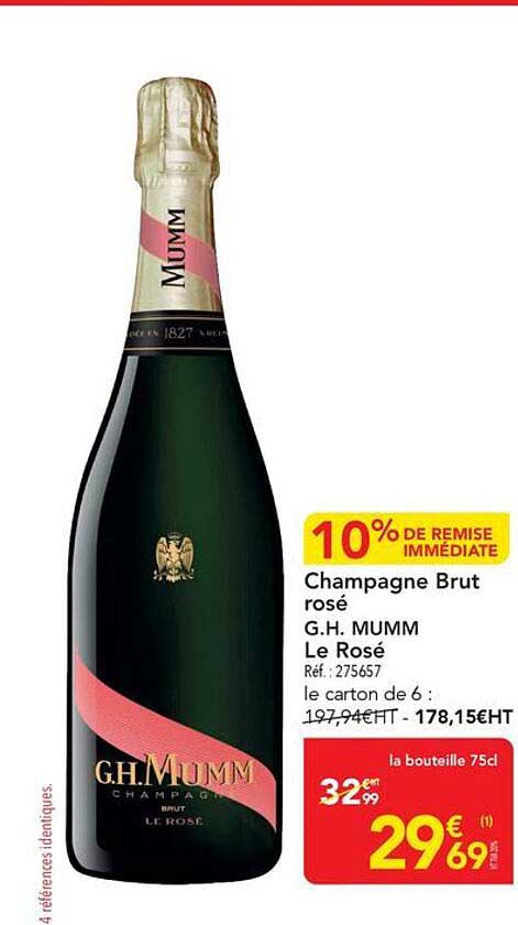 10% DE REMISE IMMÉDIATE Champagne Brut rosé G.H. MUMM Le Rosé
