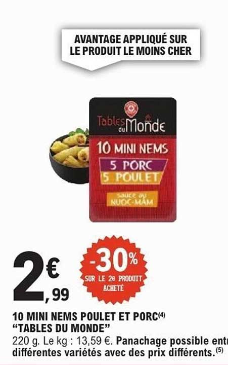 10 MINI NEMS POULET ET PORC “TABLES DU MONDE”