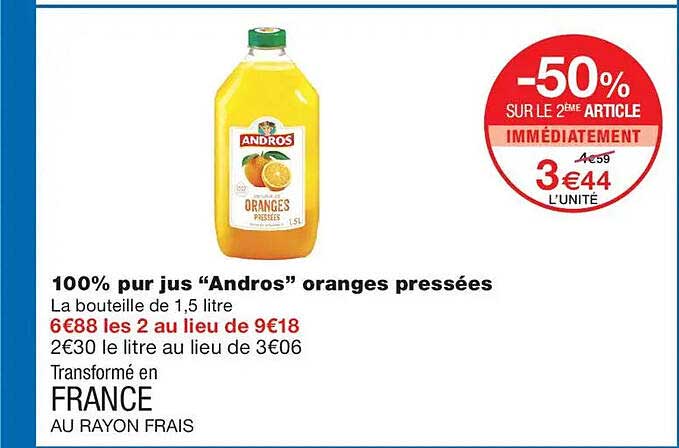 100% pur jus “Andros” oranges pressées