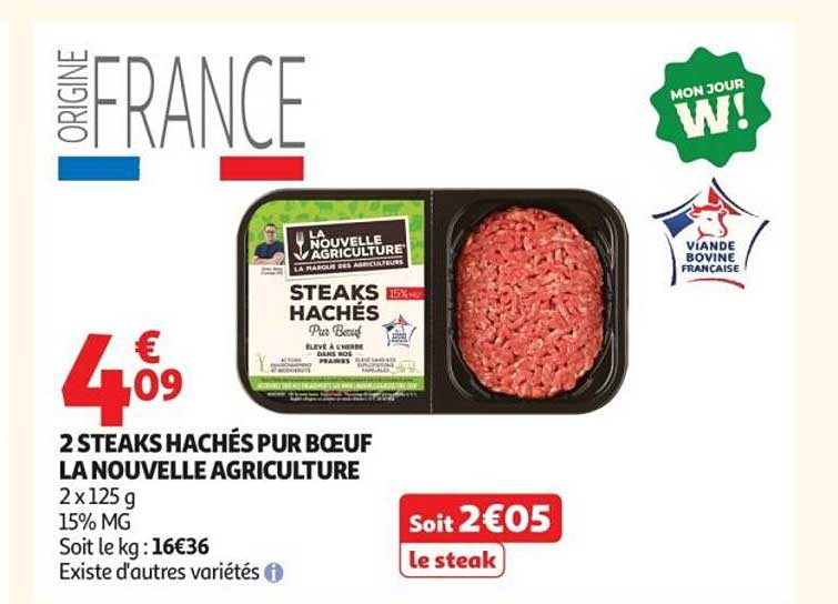 2 STEAKS HACHÉS PUR BŒUF LA NOUVELLE AGRICULTURE
