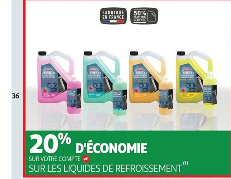 20% d'économie sur votre compte sur les liquides de refroidissement