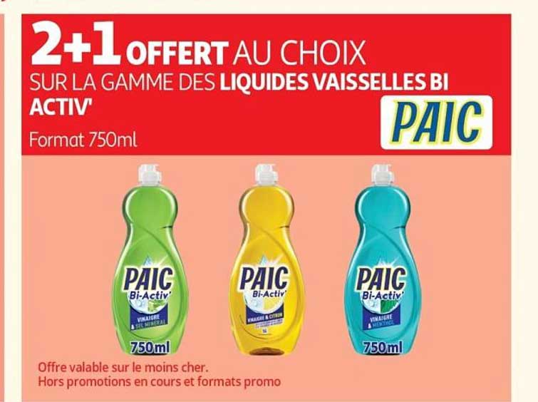 2+1 OFFERT AU CHOIX SUR LA GAMME DES LIQUIDES VAISSELLES BI ACTIV'