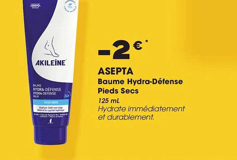 -2€* ASEPTA Baume Hydra-Défense Pieds Secs 125 mL Hydrate immédiatement et durablement.