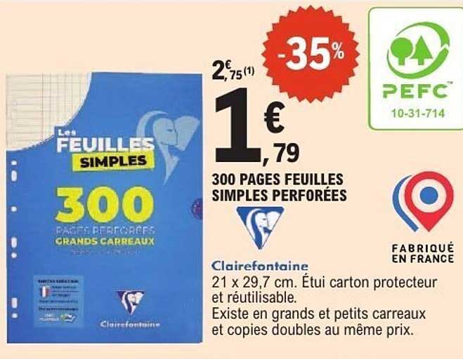300 PAGES FEUILLES SIMPLES PERFORÉES
