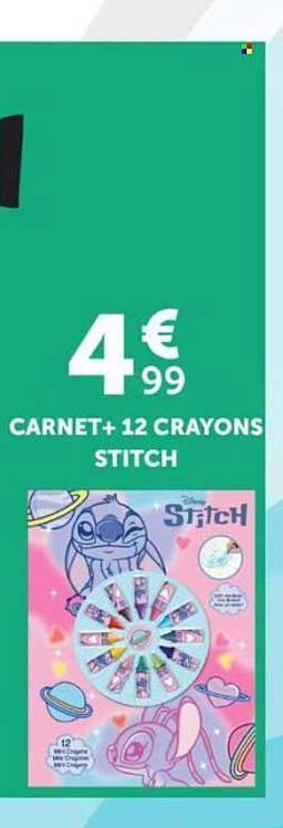 4€99 CARNET+ 12 CRAYONS STITCH