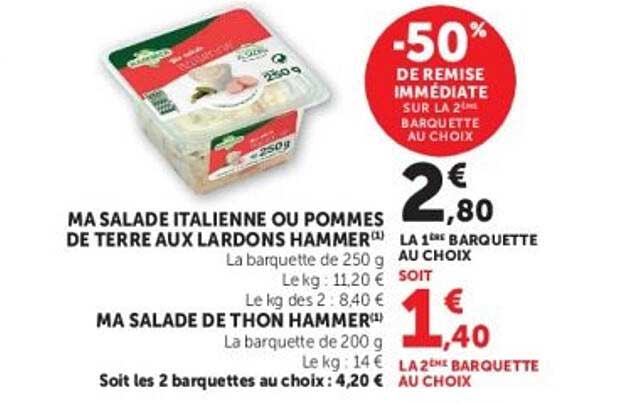 -50% DE REMISE IMMÉDIATE SUR LA 2ÈME BARQUETTE AU CHOIX