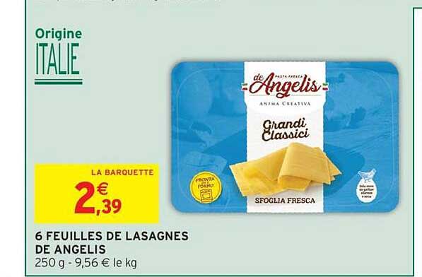 6 FEUILLES DE LASAGNES DE ANGELIS