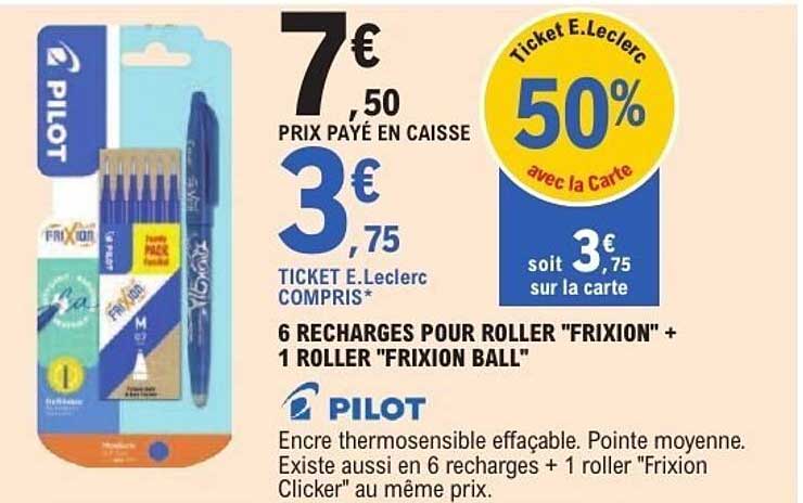6 RECHARGES POUR ROLLER "FRIXION" + 1 ROLLER "FRIXION BALL"
